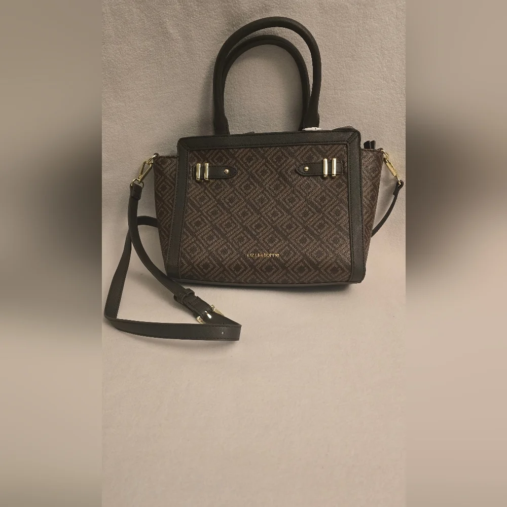 Liz Claiborne Brown Tuxedo Mini Tote Bag